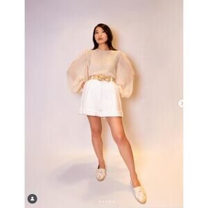 Zimmermann Top 6 Luminosity Crochet Knit Sheer Cream Balloon Boho Chic Romantic